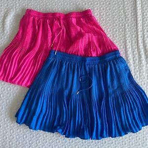 Pleated Blue & Pink Skorts